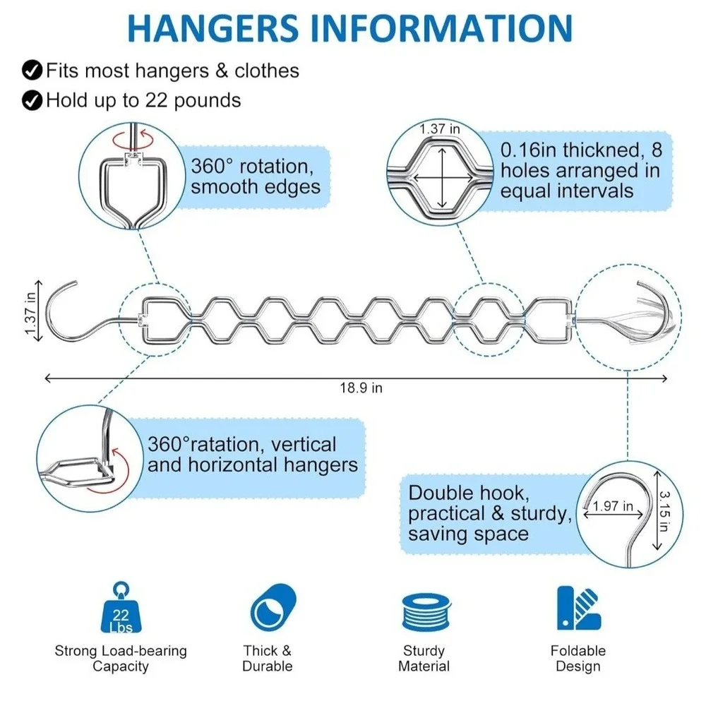 10 Pack Space Saving Hangers for Clothes, Sturdy Metal Hangers Heavy Duty